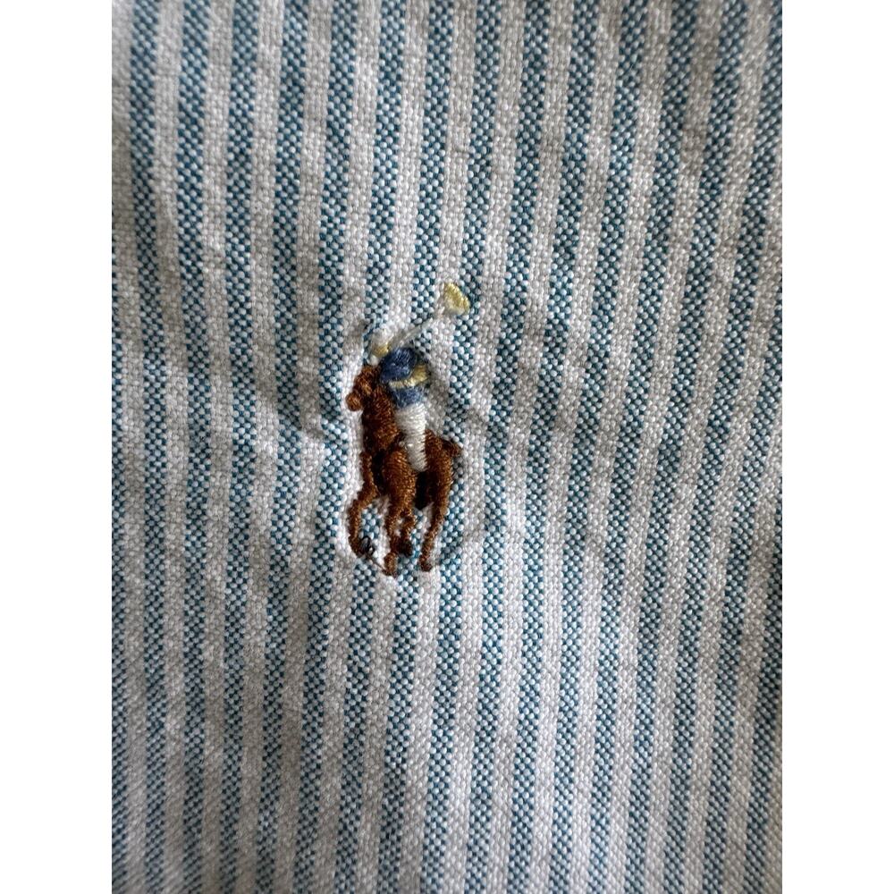 Lauren Ralph Lauren Blue and White Striped Button-Up Blouse - Picture 2 of 16